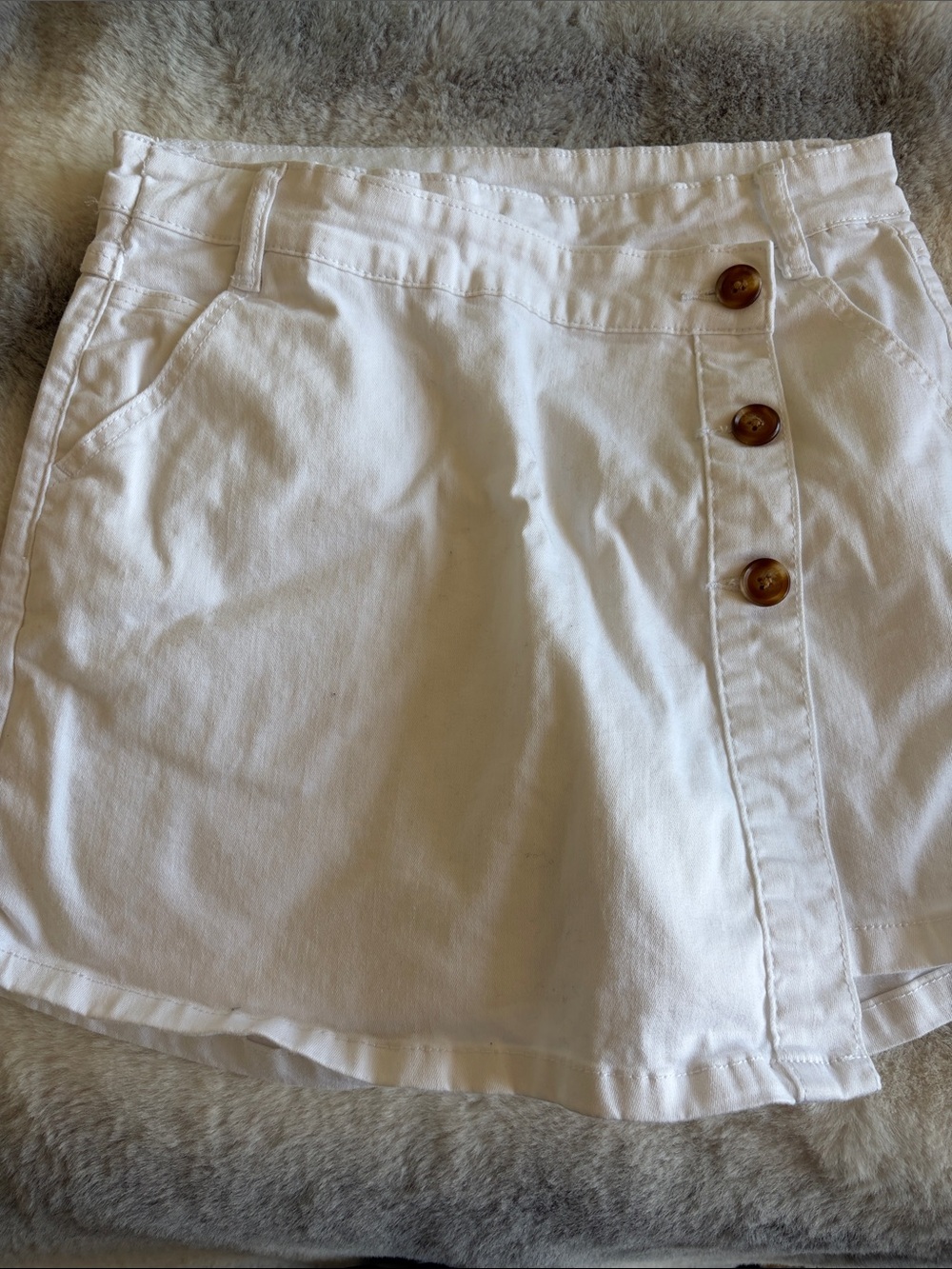 Tribal White Button-Front Skort